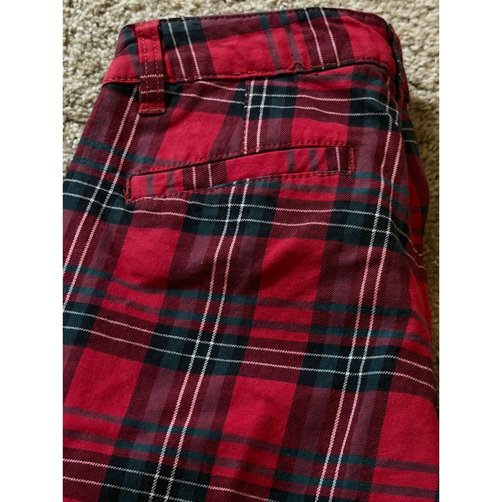 Zumiez Empyre Caelie Straight Crop Pants Red Tartan Plaid Women Size 00 - Picture 6 of 11